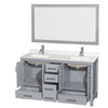 Custom image for Gray with Brushed Chrome Trim / Giotto Quartz, Rectangular Sink / 58