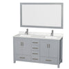 Custom image for Gray with Brushed Chrome Trim / Giotto Quartz, Rectangular Sink / 58