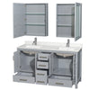 Custom image for Gray with Brushed Chrome Trim / Giotto Quartz, Rectangular Sink / Medicine Cabinets