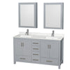 Custom image for Gray with Brushed Chrome Trim / Giotto Quartz, Rectangular Sink / Medicine Cabinets