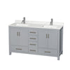 Custom image for Gray with Brushed Chrome Trim / Giotto Quartz, Rectangular Sink / No Mirror