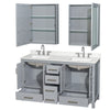 Custom image for Gray with Brushed Chrome Trim / Giotto Quartz, Rectangular Sink / Medicine Cabinets