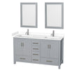Custom image for Gray with Brushed Chrome Trim / White Cultured Marble, Rectangular Sink / 24