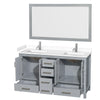 Custom image for Gray with Brushed Chrome Trim / White Cultured Marble, Rectangular Sink / 58