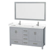Custom image for Gray with Brushed Chrome Trim / White Cultured Marble, Rectangular Sink / 58