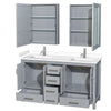Custom image for Gray with Brushed Chrome Trim / White Cultured Marble, Rectangular Sink / Medicine Cabinets