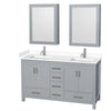 Custom image for Gray with Brushed Chrome Trim / White Cultured Marble, Rectangular Sink / Medicine Cabinets