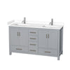 Custom image for Gray with Brushed Chrome Trim / White Cultured Marble, Rectangular Sink / No Mirror