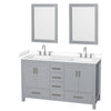 Custom image for Gray with Brushed Chrome Trim / White Cultured Marble, Rectangular Sink / 24