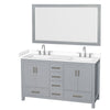 Custom image for Gray with Brushed Chrome Trim / White Cultured Marble, Rectangular Sink / 58