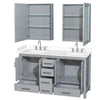 Custom image for Gray with Brushed Chrome Trim / White Cultured Marble, Rectangular Sink / Medicine Cabinets