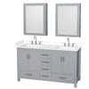 Custom image for Gray with Brushed Chrome Trim / White Cultured Marble, Rectangular Sink / Medicine Cabinets
