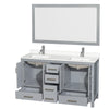 Custom image for Gray with Brushed Chrome Trim / White Quartz, Rectangular Sink / 58