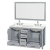 Custom image for Gray with Brushed Chrome Trim / White Quartz, Rectangular Sink / 58