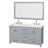 Custom image for Gray with Brushed Chrome Trim / White Quartz, Rectangular Sink / 58