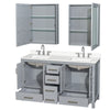 Custom image for Gray with Brushed Chrome Trim / White Quartz, Rectangular Sink / Medicine Cabinets
