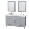 Custom image for Gray with Brushed Chrome Trim / White Quartz, Rectangular Sink / Medicine Cabinets