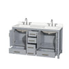 Custom image for Gray with Brushed Chrome Trim / White Quartz, Rectangular Sink / No Mirror