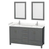 Custom image for Dark Gray with Brushed Chrome Trim / Carrara Cultured Marble, Rectangular Sink / 24