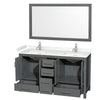 Custom image for Dark Gray with Brushed Chrome Trim / Carrara Cultured Marble, Rectangular Sink / 58