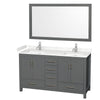 Custom image for Dark Gray with Brushed Chrome Trim / Carrara Cultured Marble, Rectangular Sink / 58