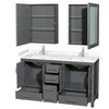 Custom image for Dark Gray with Brushed Chrome Trim / Carrara Cultured Marble, Rectangular Sink / Medicine Cabinets