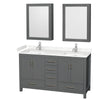 Custom image for Dark Gray with Brushed Chrome Trim / Carrara Cultured Marble, Rectangular Sink / Medicine Cabinets