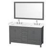Custom image for Dark Gray with Brushed Chrome Trim / Carrara Cultured Marble, Rectangular Sink / 58