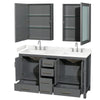 Custom image for Dark Gray with Brushed Chrome Trim / Carrara Cultured Marble, Rectangular Sink / Medicine Cabinets