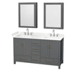 Custom image for Dark Gray with Brushed Chrome Trim / Carrara Cultured Marble, Rectangular Sink / Medicine Cabinets