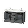 Custom image for Dark Gray with Brushed Chrome Trim / Carrara Cultured Marble, Rectangular Sink / No Mirror