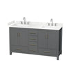 Custom image for Dark Gray with Brushed Chrome Trim / Carrara Cultured Marble, Rectangular Sink / No Mirror