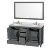 Custom image for Dark Gray with Brushed Chrome Trim / White Carrara Marble, Oval Sink / 58