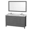 Custom image for Dark Gray with Brushed Chrome Trim / White Carrara Marble, Oval Sink / 58