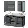 Custom image for Dark Gray with Brushed Chrome Trim / White Carrara Marble, Oval Sink / Medicine Cabinets