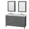 Custom image for Dark Gray with Brushed Chrome Trim / White Carrara Marble, Oval Sink / Medicine Cabinets