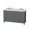 Custom image for Dark Gray with Brushed Chrome Trim / White Carrara Marble, Oval Sink / No Mirror