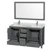 Custom image for Dark Gray with Brushed Chrome Trim / White Carrara Marble, Rectangular Sink / 58