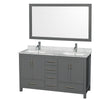 Custom image for Dark Gray with Brushed Chrome Trim / White Carrara Marble, Rectangular Sink / 58