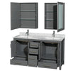 Custom image for Dark Gray with Brushed Chrome Trim / White Carrara Marble, Rectangular Sink / Medicine Cabinets