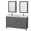 Custom image for Dark Gray with Brushed Chrome Trim / White Carrara Marble, Rectangular Sink / Medicine Cabinets