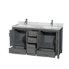 Custom image for Dark Gray with Brushed Chrome Trim / White Carrara Marble, Rectangular Sink / No Mirror