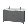 Custom image for Dark Gray with Brushed Chrome Trim / White Carrara Marble, Rectangular Sink / No Mirror