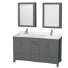 Custom image for Dark Gray with Brushed Chrome Trim / Giotto Quartz, Rectangular Sink / Medicine Cabinets