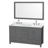 Custom image for Dark Gray with Brushed Chrome Trim / Giotto Quartz, Rectangular Sink / 58