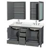 Custom image for Dark Gray with Brushed Chrome Trim / Giotto Quartz, Rectangular Sink / Medicine Cabinets