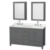 Custom image for Dark Gray with Brushed Chrome Trim / Giotto Quartz, Rectangular Sink / Medicine Cabinets