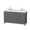 Custom image for Dark Gray with Brushed Chrome Trim / Giotto Quartz, Rectangular Sink / No Mirror