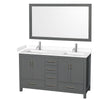 Custom image for Dark Gray with Brushed Chrome Trim / White Cultured Marble, Rectangular Sink / 58