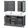 Custom image for Dark Gray with Brushed Chrome Trim / White Cultured Marble, Rectangular Sink / Medicine Cabinets